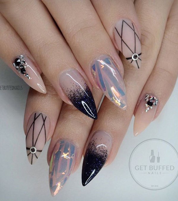 56 Elegant Rhinestone Nail Art Designs | Nails design with rhinestones,  Prom nails, Diamond nail art design