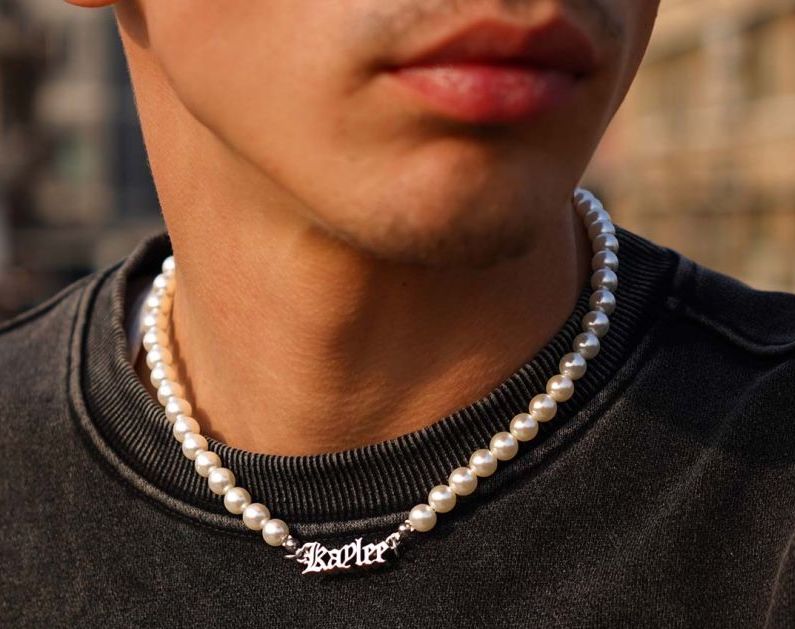 Pearl Necklace for Men, White and Black Pearl beaded chain Necklace Maching  Mens Sterling Silver Chain Necklaces,Trendy Men Necklace Y2K Accessories |  Amazon.com